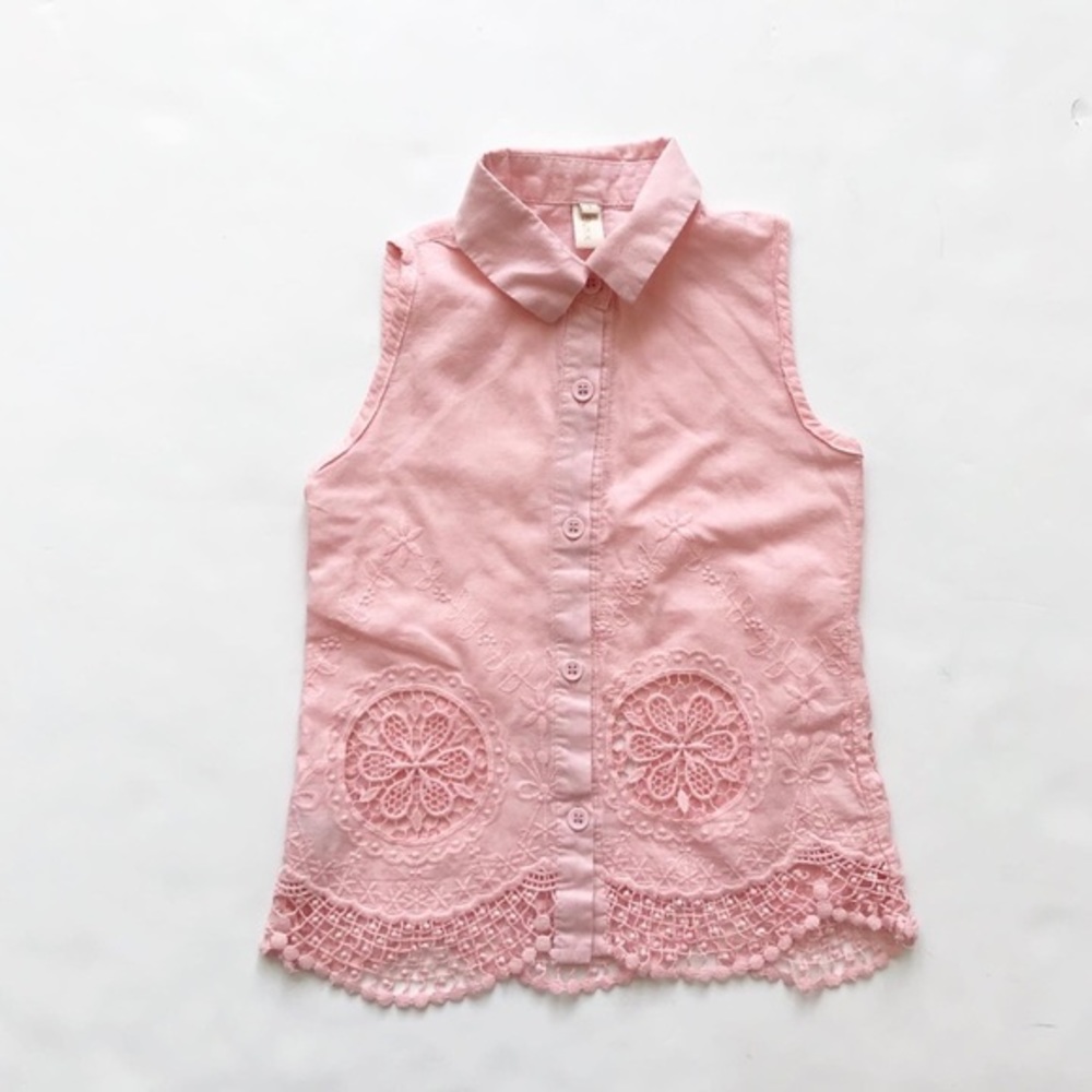 Blink Blank crochet hem sleeveless top GUC S(5T)